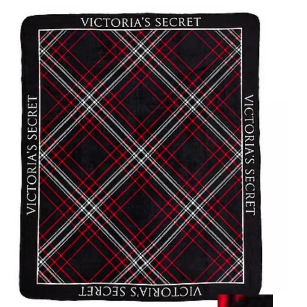 Victoria's Secret Black Red and White Plaid Throw